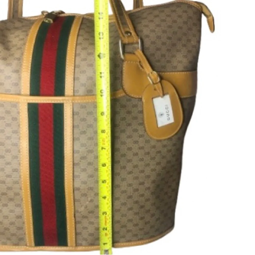 GUCCI GG Sherryline Oversized Tote Bag With: Double Zip Padlock Key Hangtag